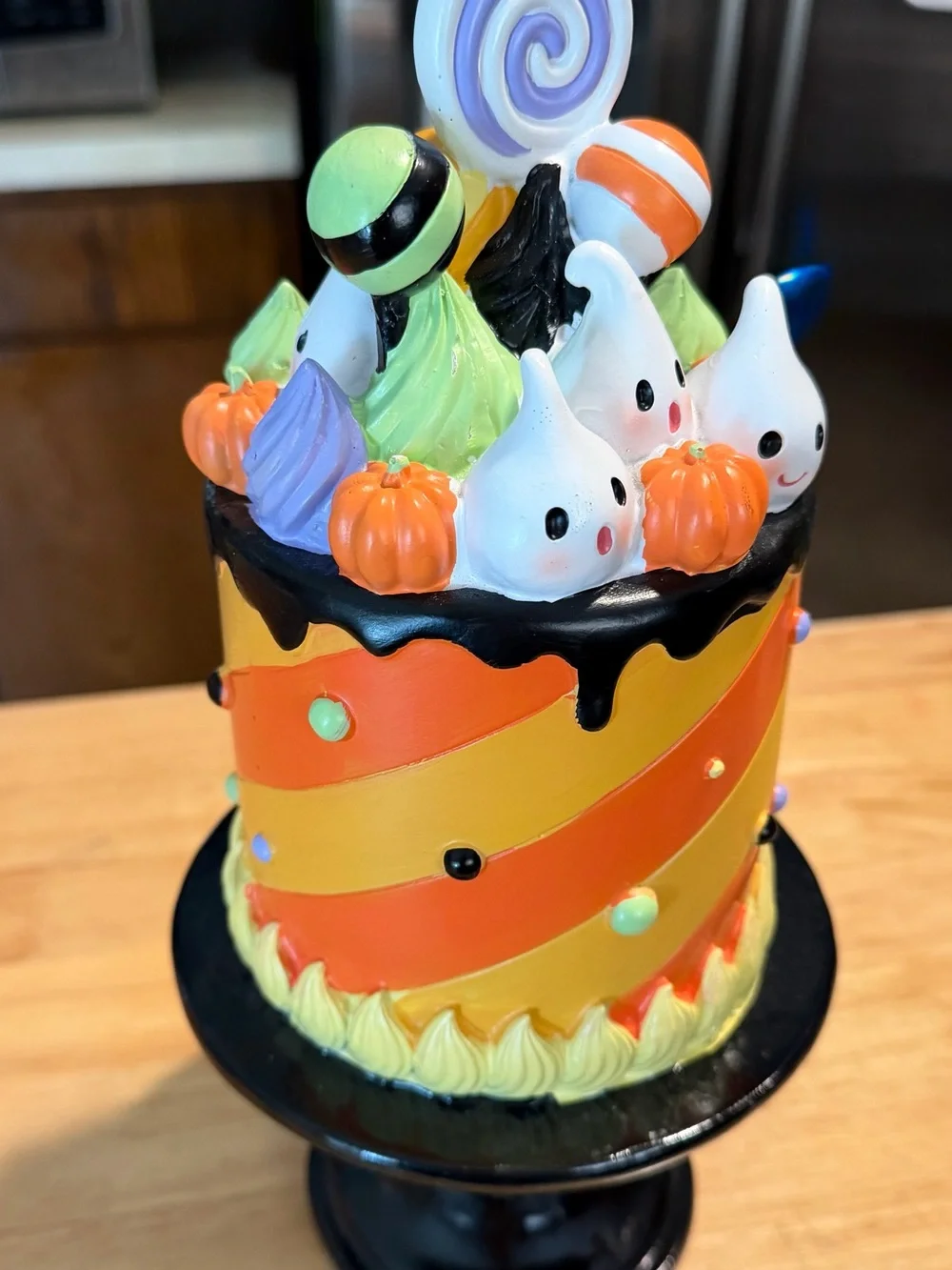 Halloween Candy Drip Decorative Cake Topper - Orange, Yellow, Black